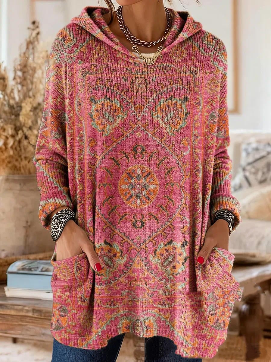 Alicia Retro Ethnic Print Hooded Tunic