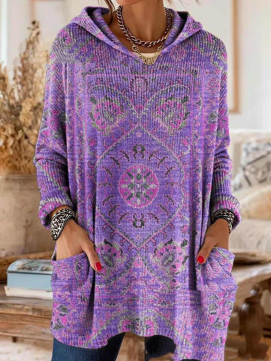 Alicia Retro Ethnic Print Hooded Tunic