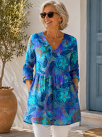Sandra | Long Blouse with V-Neck