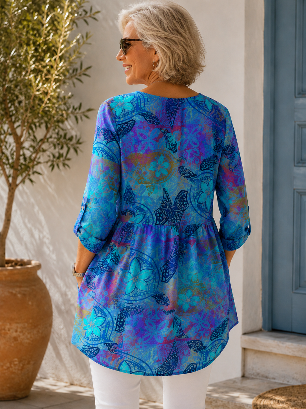 Sandra | Long Blouse with V-Neck