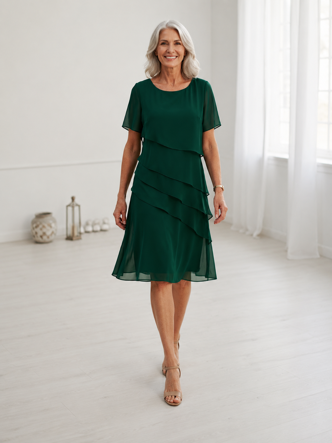 Linda | Elegant Comfort Ruffle Dress
