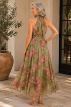 Livia - Elegant Floral Maxi Halter Dress