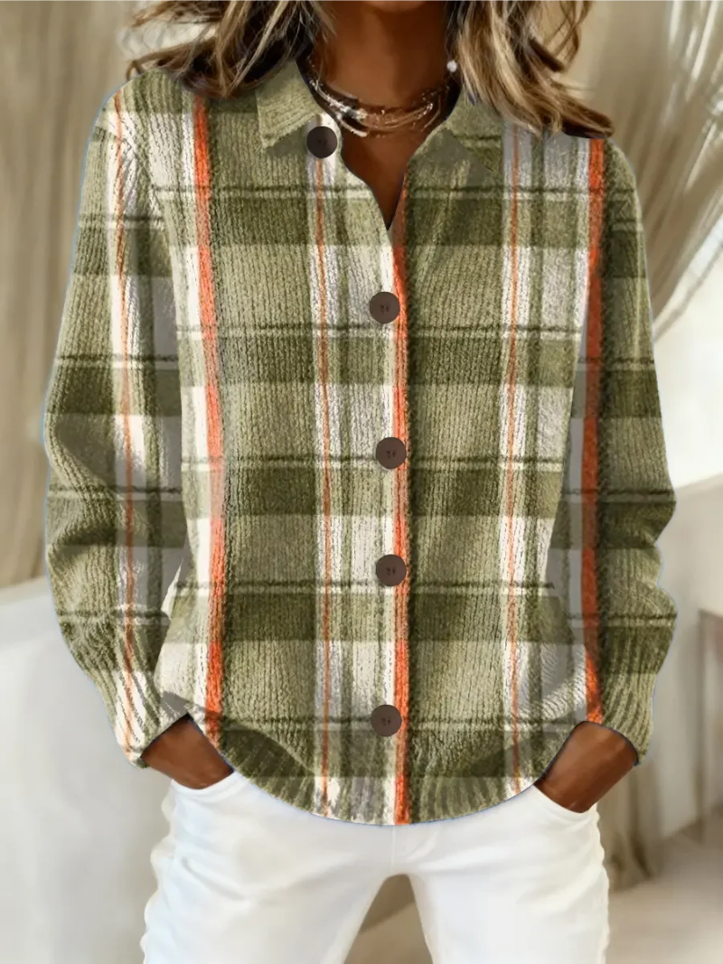 Olive Plaid Button Front Cardigan