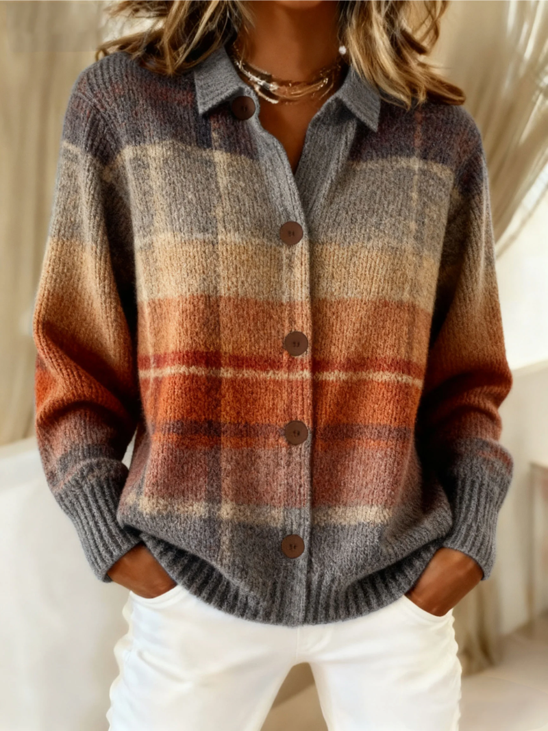 Plaid Knit Cardigan