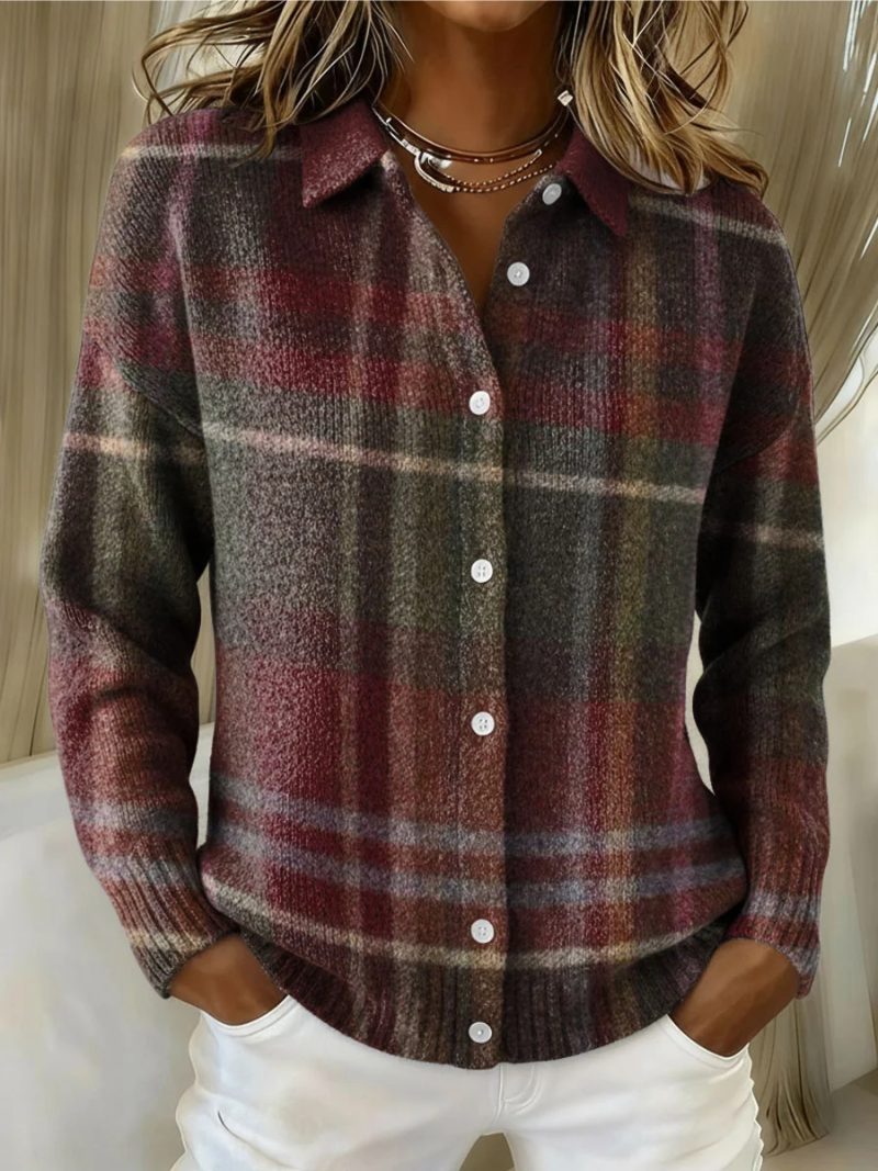 Classic Plaid Knit Cardigan