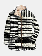 Miren | Black And White Abstract Quilted Jacket